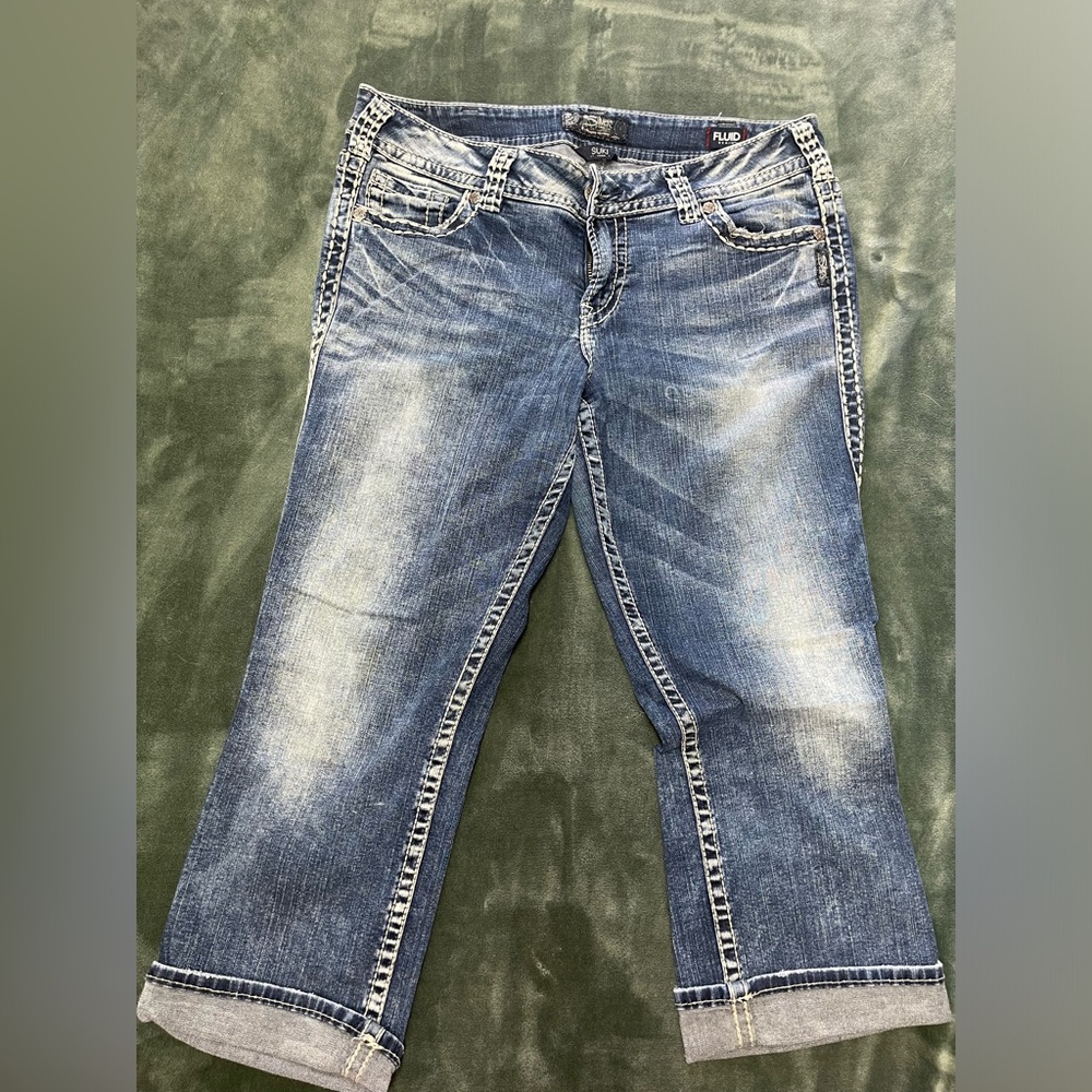 Silver Suki Mid Capri Sz 34